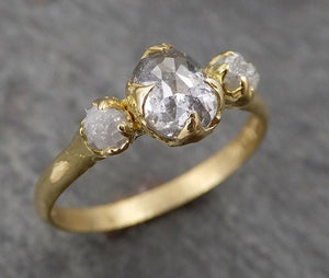 fancy cut white diamond engagement 18k yellow gold multi stone wedding ring stacking rough diamond ring byangeline 1746 Alternative Engagement