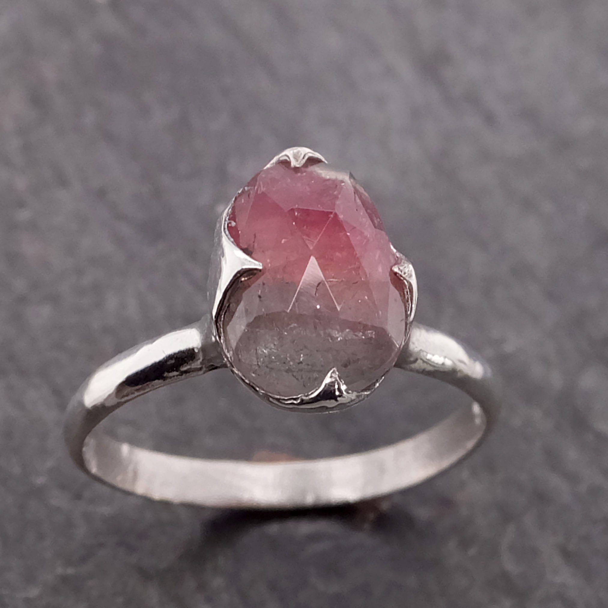 fancy cut watermelon tourmaline sterling silver ring gemstone solitaire recycled statement ss00032 Alternative Engagement