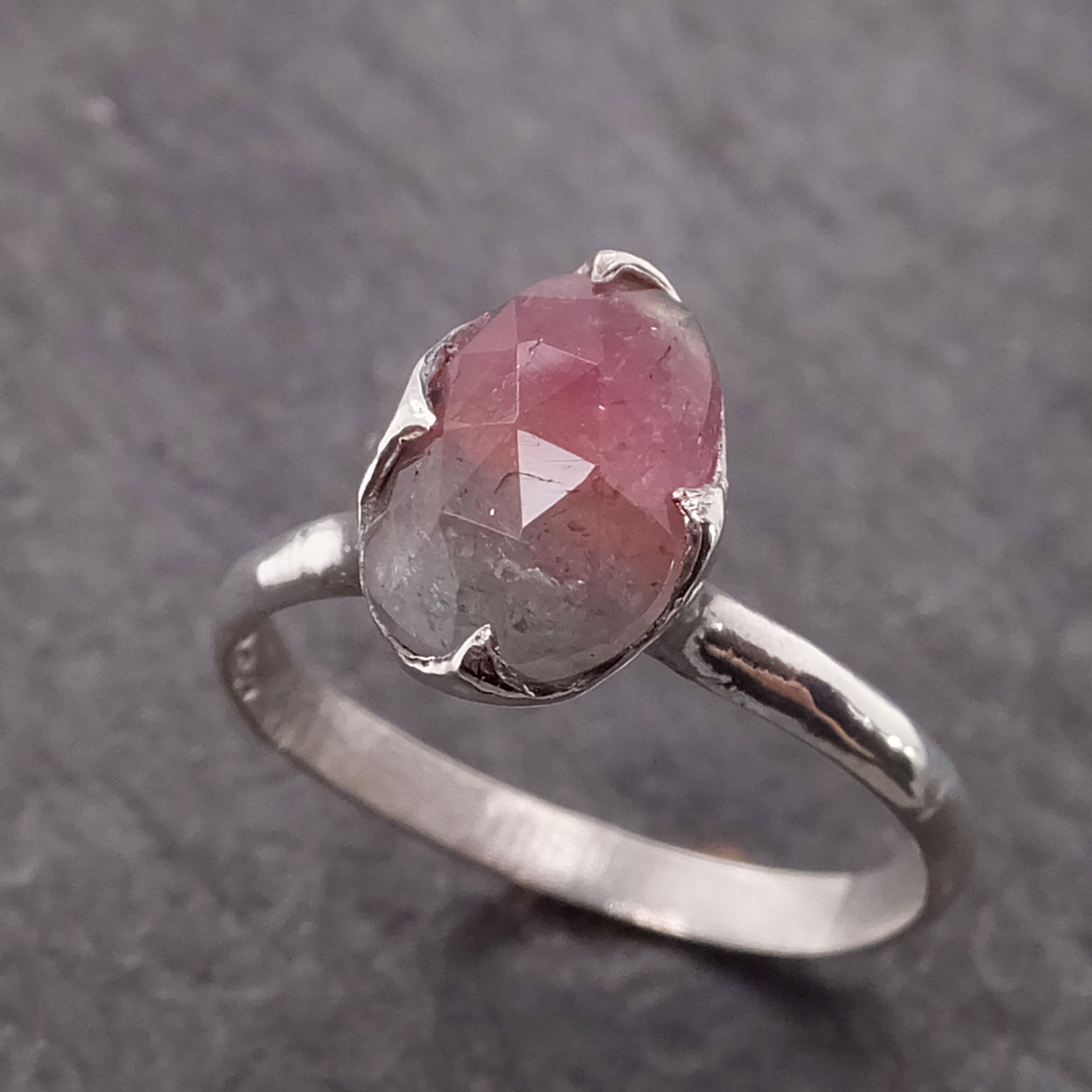 fancy cut watermelon tourmaline sterling silver ring gemstone solitaire recycled statement ss00032 Alternative Engagement