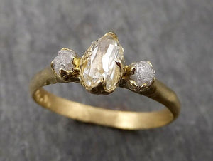 fancy cut white diamond engagement 18k yellow gold multi stone wedding ring stacking rough diamond ring byangeline 1741 Alternative Engagement