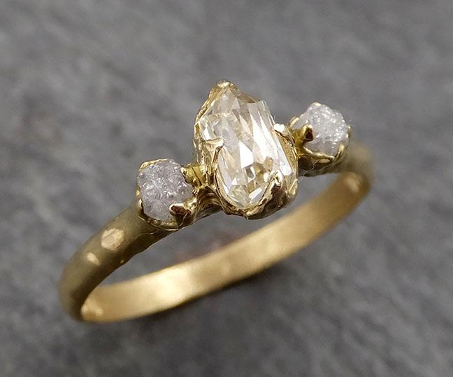 fancy cut white diamond engagement 18k yellow gold multi stone wedding ring stacking rough diamond ring byangeline 1741 Alternative Engagement