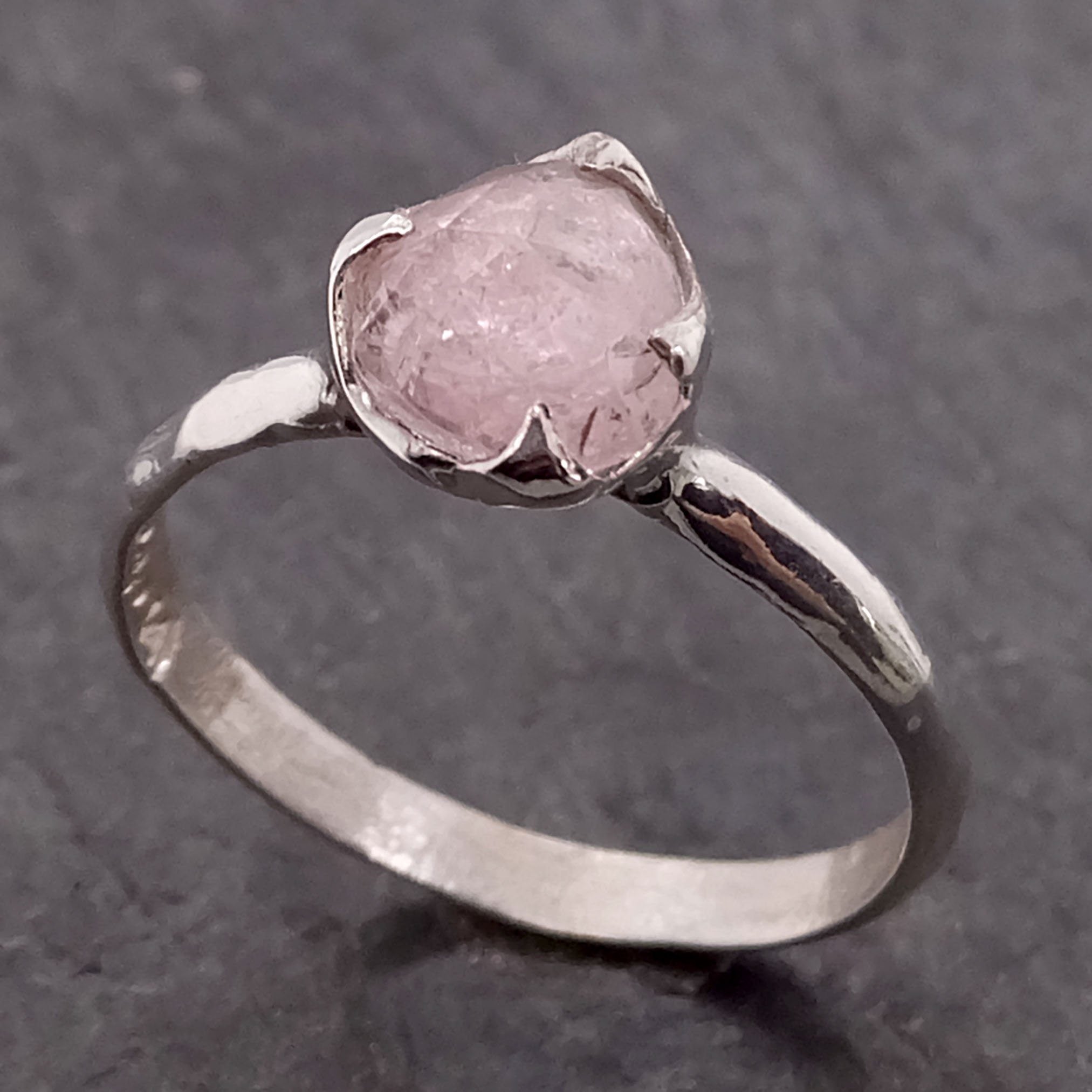 fancy cut pink tourmaline sterling silver ring gemstone solitaire recycled statement ss00033 Alternative Engagement