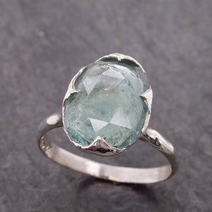 fancy cut blue tourmaline sterling silver ring gemstone solitaire recycled statement ss00034 Alternative Engagement