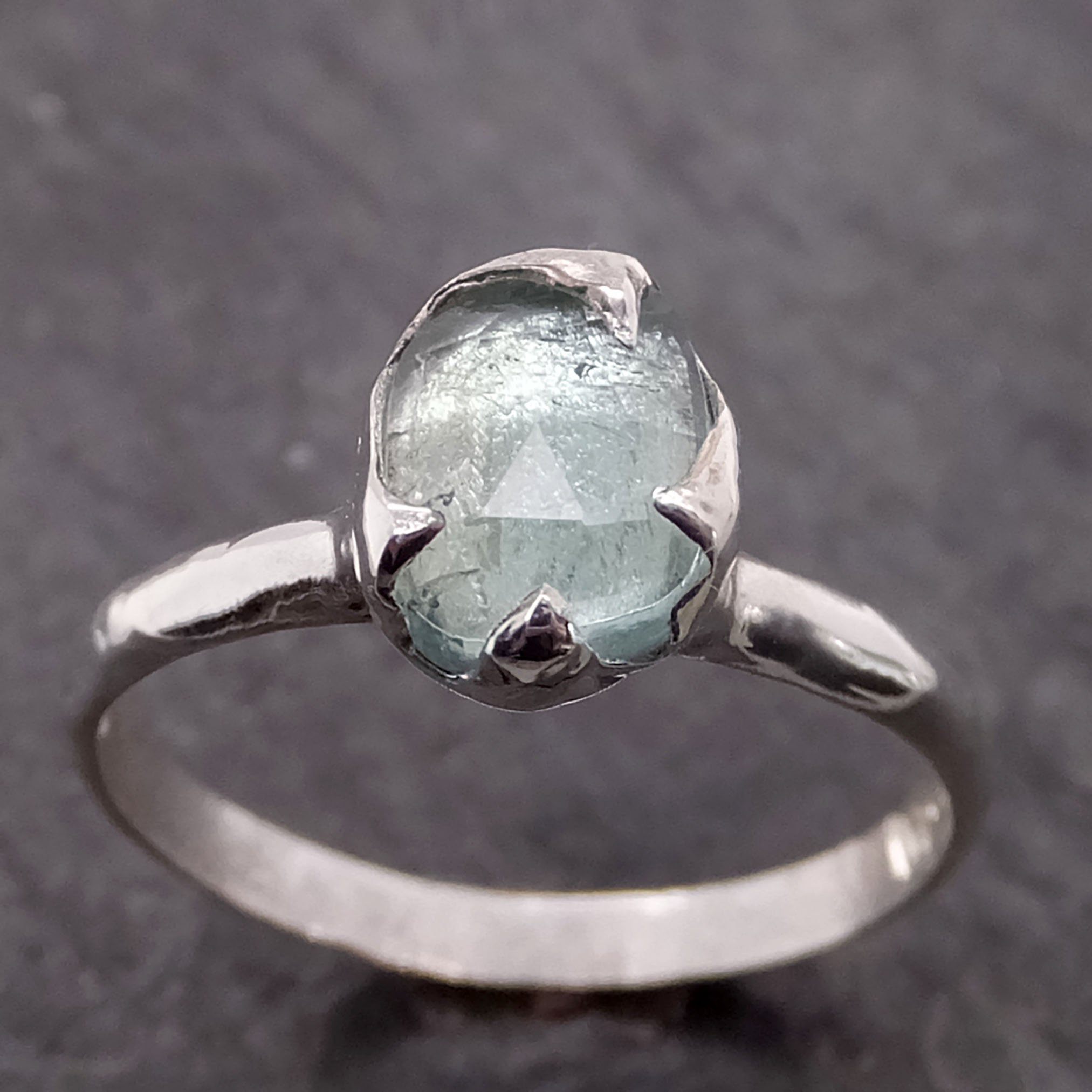fancy cut blue tourmaline sterling silver ring gemstone solitaire recycled statement ss00035 Alternative Engagement