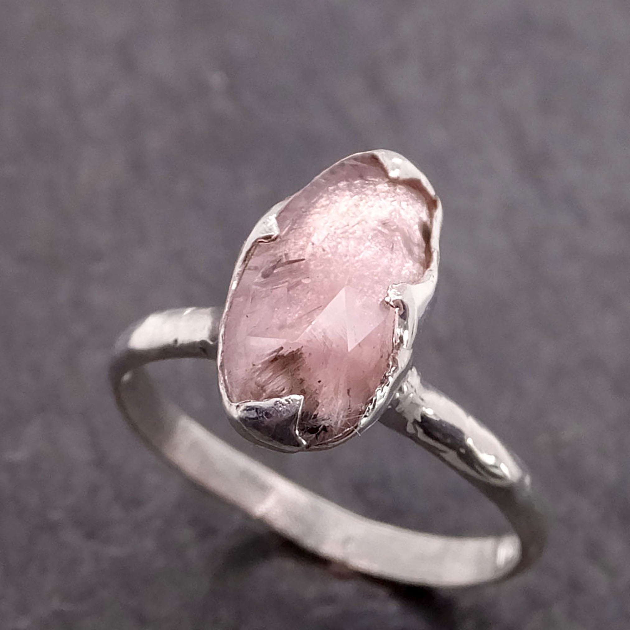 Fancy cut Pink Tourmaline Sterling Silver Ring Gemstone Solitaire recycled cocktail statement SS00036