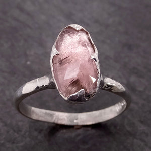 Fancy cut Pink Tourmaline Sterling Silver Ring Gemstone Solitaire recycled cocktail statement SS00036
