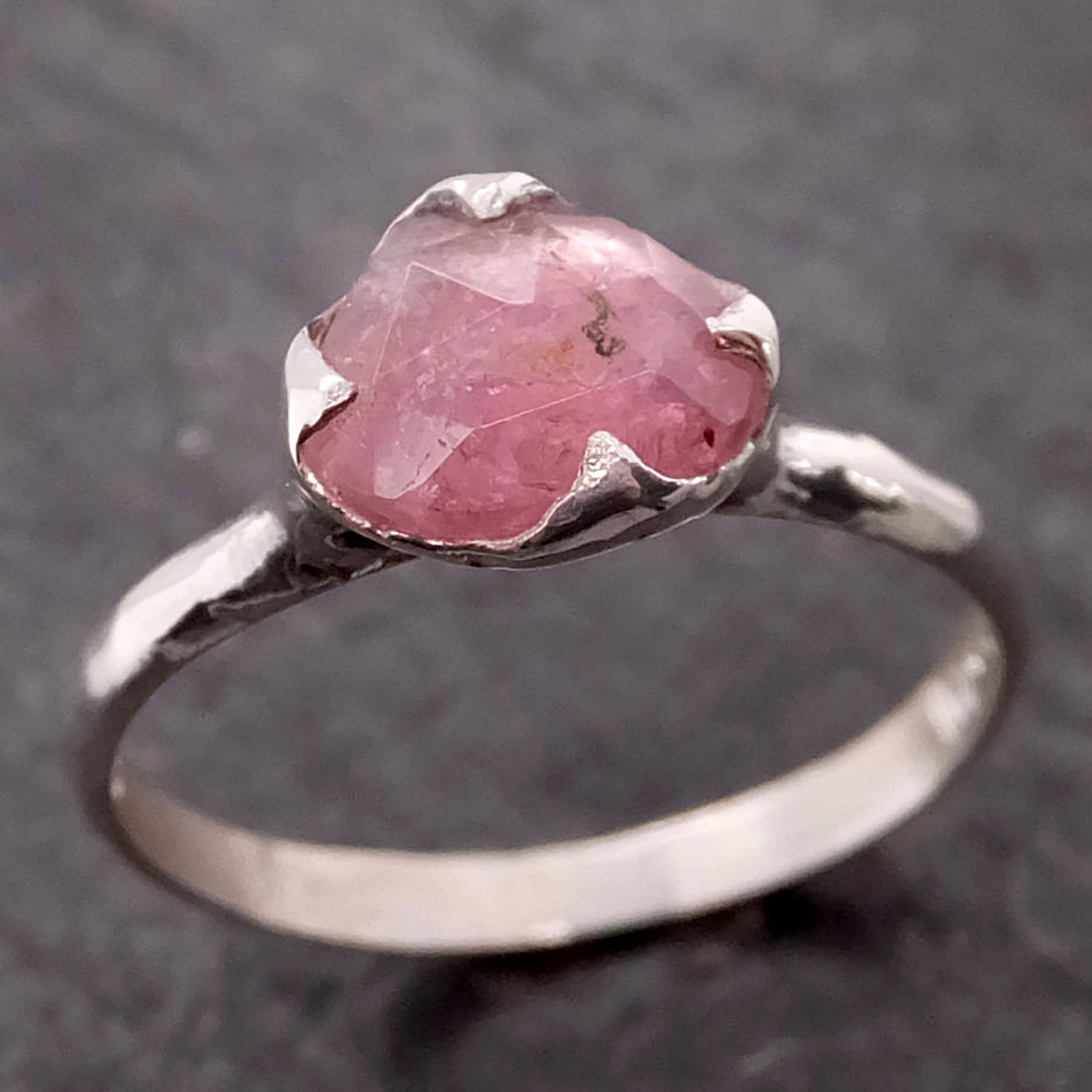 fancy cut pink tourmaline sterling silver ring gemstone solitaire recycled statement ss00037 Alternative Engagement