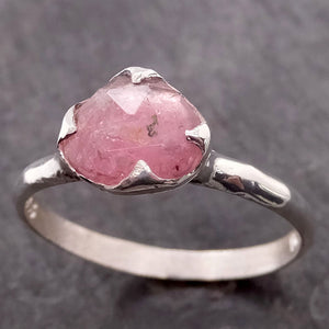 fancy cut pink tourmaline sterling silver ring gemstone solitaire recycled statement ss00037 Alternative Engagement