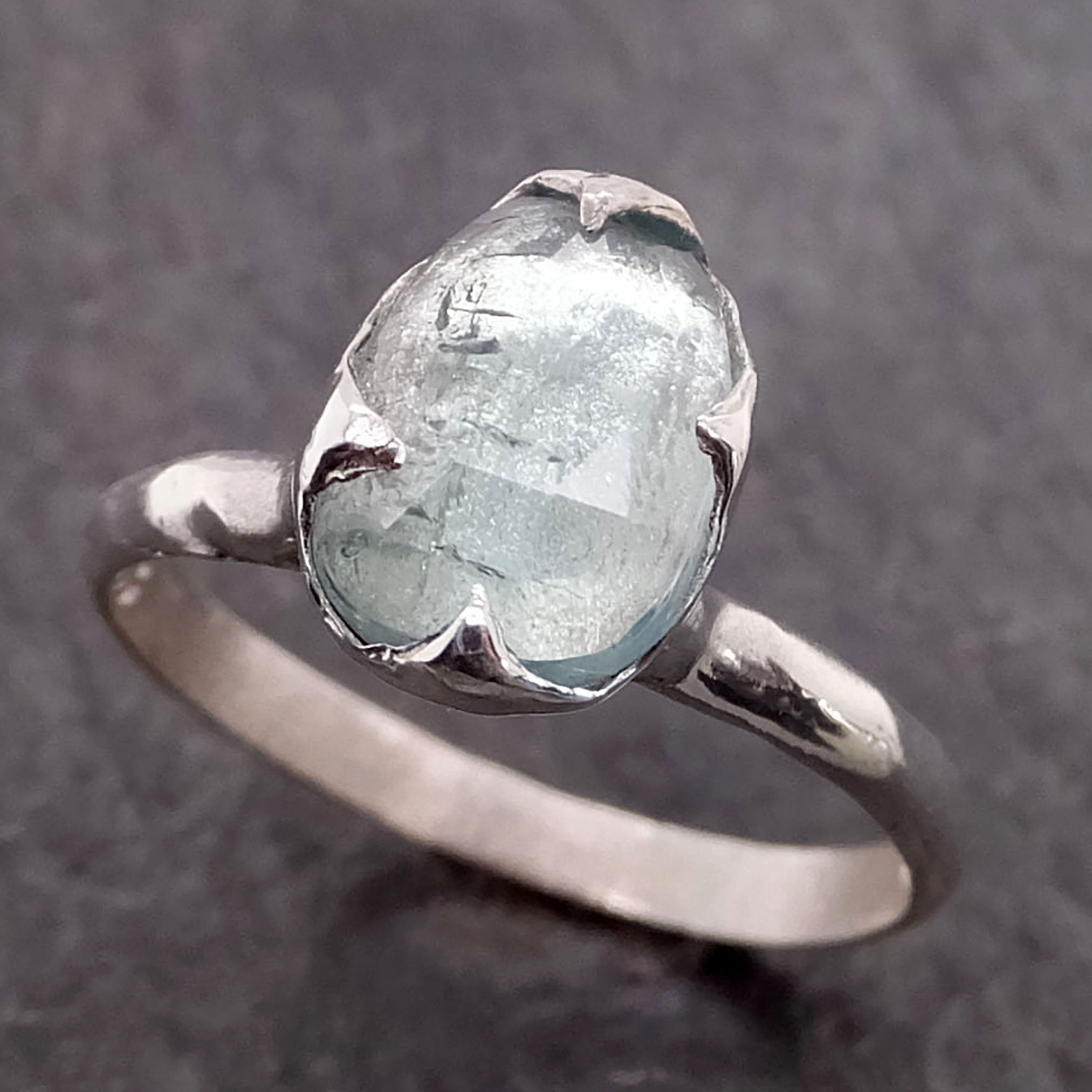 fancy cut blue tourmaline sterling silver ring gemstone solitaire recycled statement ss00039 Alternative Engagement