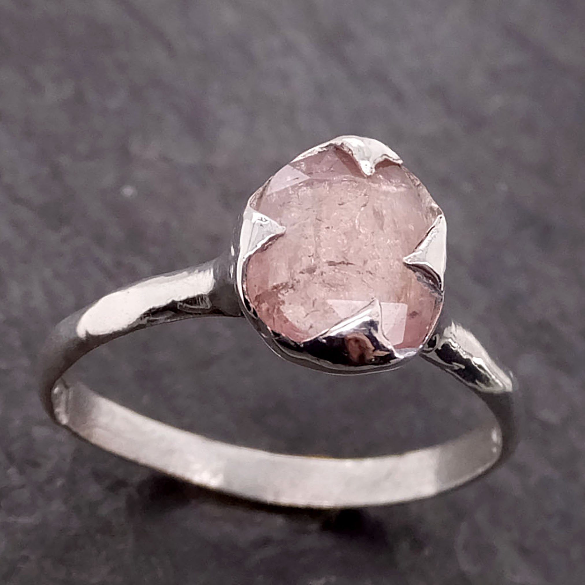 fancy cut pink tourmaline sterling silver ring gemstone solitaire recycled statement ss00038 Alternative Engagement
