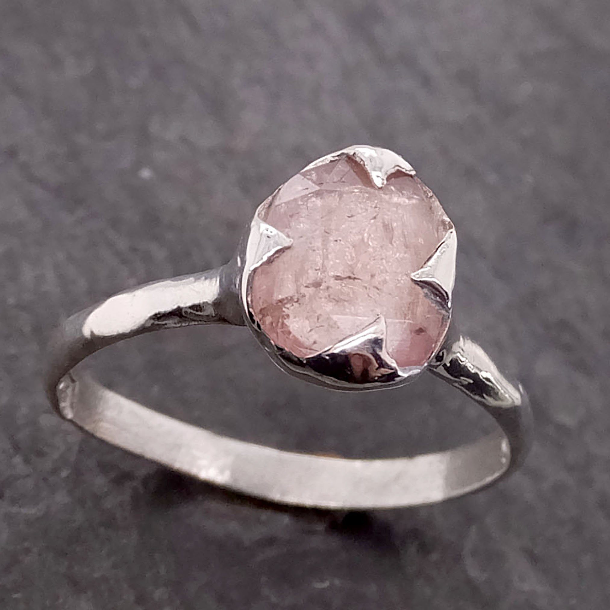 fancy cut pink tourmaline sterling silver ring gemstone solitaire recycled statement ss00038 Alternative Engagement