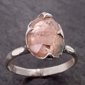 fancy cut peach tourmaline sterling silver ring gemstone solitaire recycled statement ss00041 Alternative Engagement