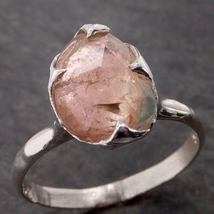 fancy cut peach tourmaline sterling silver ring gemstone solitaire recycled statement ss00041 Alternative Engagement