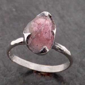 fancy cut pink tourmaline sterling silver ring gemstone solitaire recycled statement ss00042 Alternative Engagement
