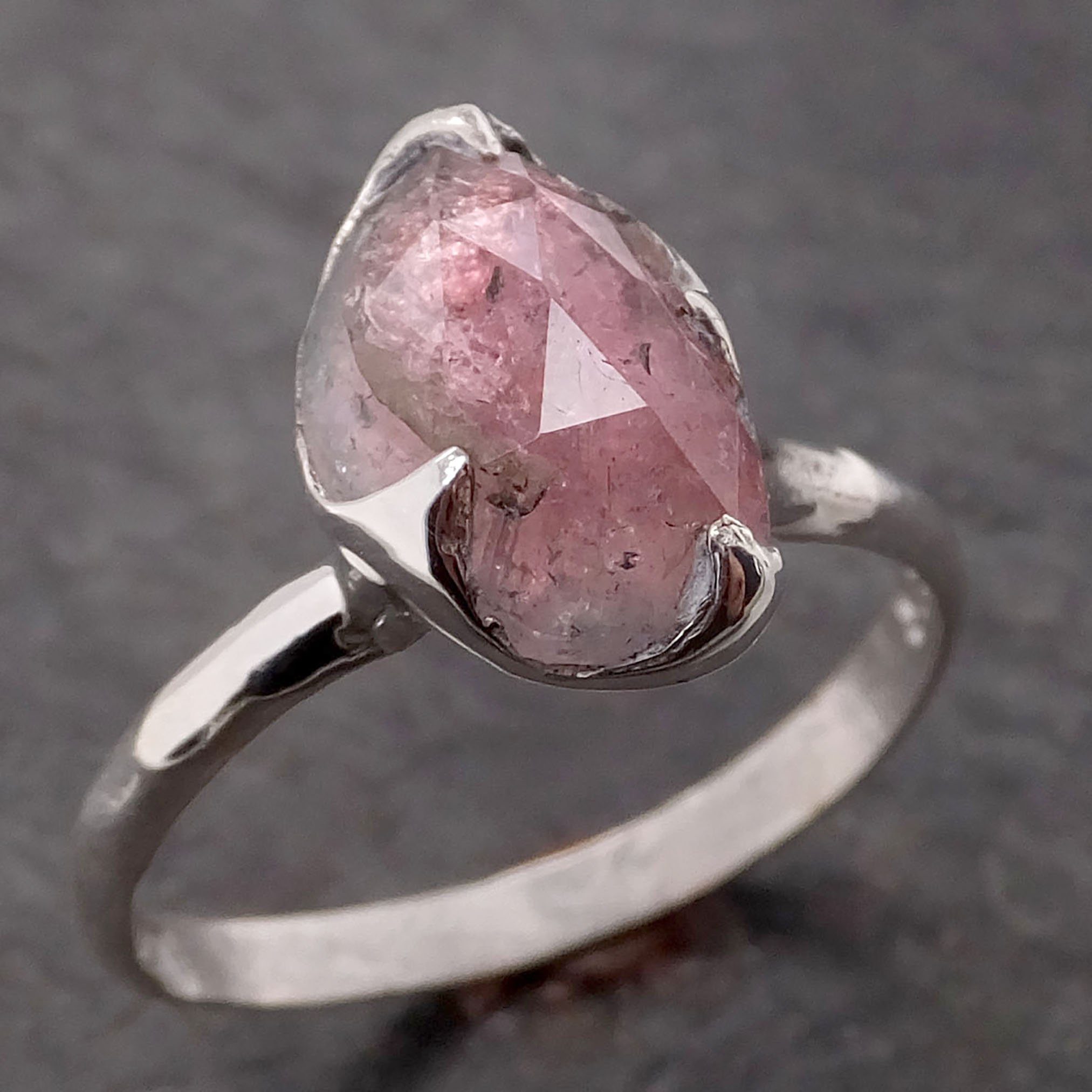 fancy cut pink tourmaline sterling silver ring gemstone solitaire recycled statement ss00042 Alternative Engagement