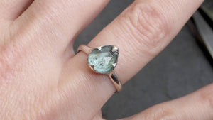 fancy cut blue tourmaline sterling silver ring gemstone solitaire recycled statement ss00040 Alternative Engagement