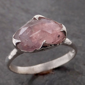 fancy cut pink tourmaline sterling silver ring gemstone solitaire recycled statement ss00043 Alternative Engagement