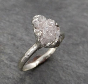 raw white diamond solitaire engagement ring 18k white gold stacking rough diamond byangeline 1758 Alternative Engagement