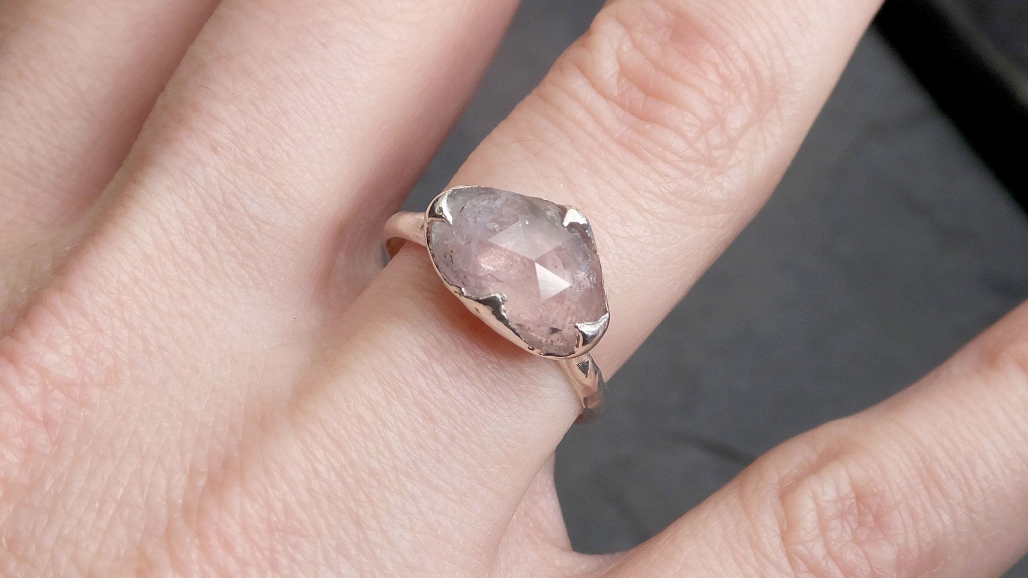 fancy cut pink tourmaline sterling silver ring gemstone solitaire recycled statement ss00043 Alternative Engagement