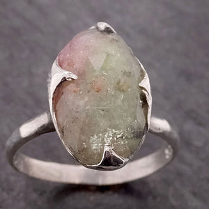fancy cut watermelon tourmaline sterling silver ring gemstone solitaire recycled statement ss00044 Alternative Engagement