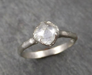 faceted fancy cut white diamond solitaire engagement 14k white gold wedding ring byangeline 1756 Alternative Engagement