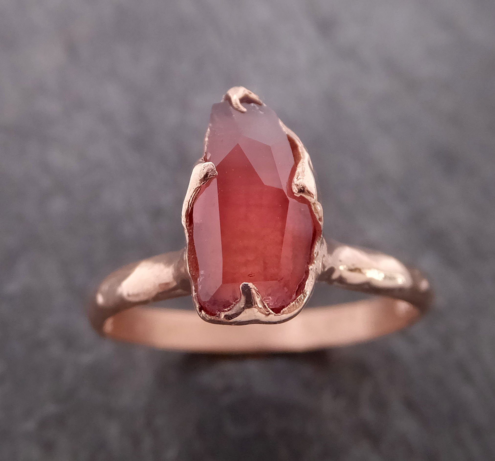 Partially Faceted Sapphire Raw 14k rose Gold Engagement Ring Wedding Ring Custom One Of a Kind Gemstone Ring Solitaire 2106