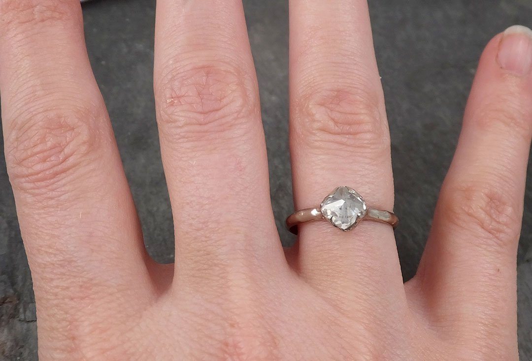 faceted fancy cut white diamond solitaire engagement 14k white gold wedding ring byangeline 1756 Alternative Engagement