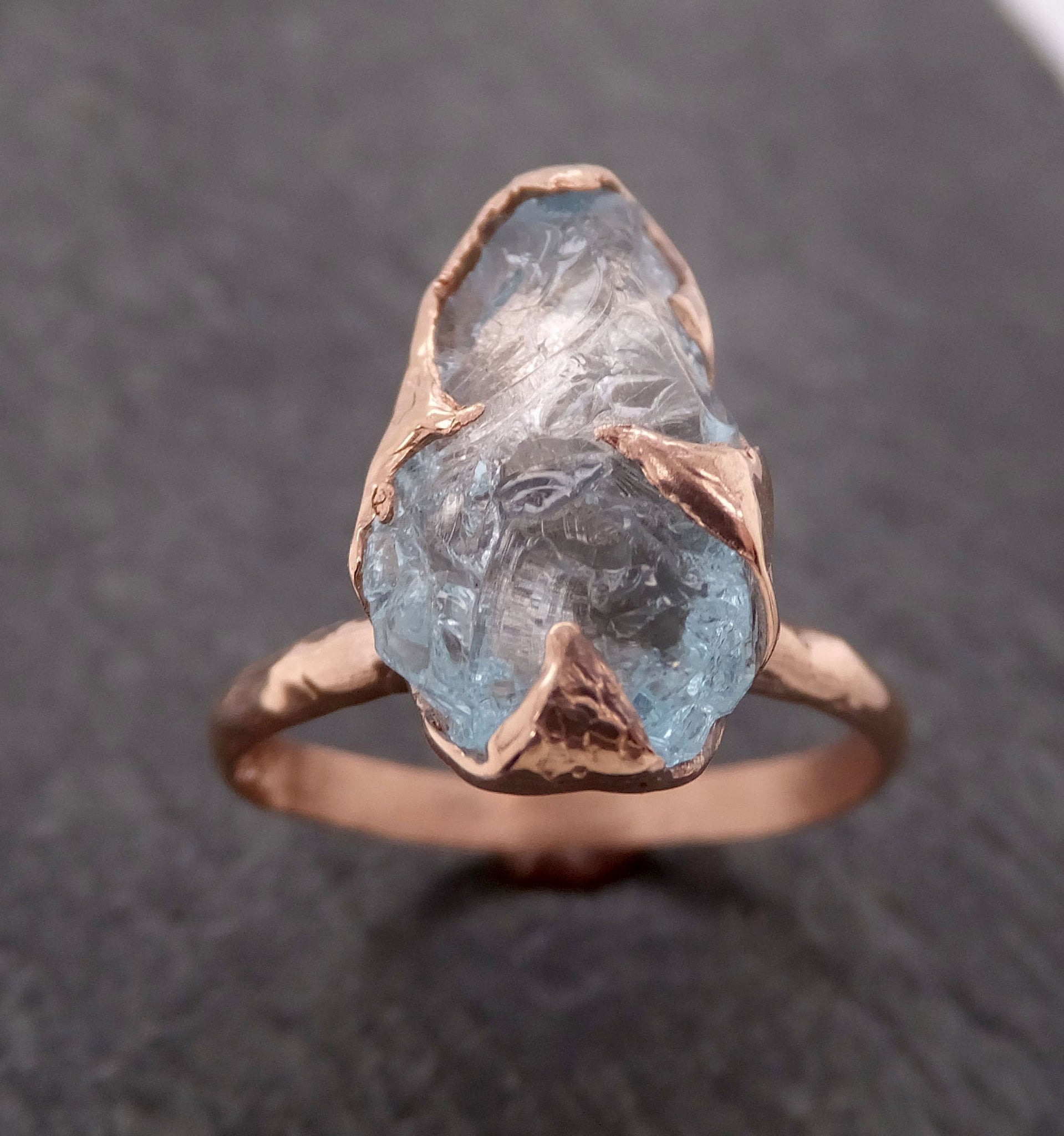 raw uncut aquamarine solitaire ring custom rose gold gemstone ring bespoke byangeline 2107 Alternative Engagement