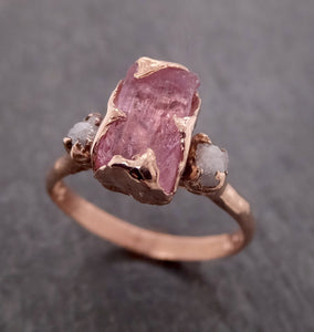 raw pink topaz and rough diamond rose gold engagement ring wedding ring gemstone bespoke ring byangeline 2111 Alternative Engagement