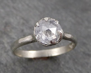 Fancy cut White Diamond Solitaire Engagement 14k White Gold Wedding Ring byAngeline 1755