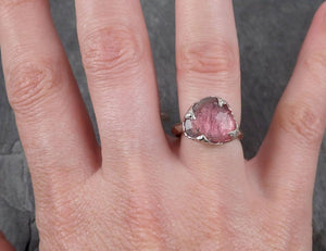 Fancy cut Pink Tourmaline White Gold Ring Gemstone Solitaire recycled 14k statement cocktail statement 1761
