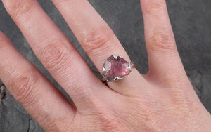 Fancy cut Pink Tourmaline White Gold Ring Gemstone Solitaire recycled 14k statement cocktail statement 1761