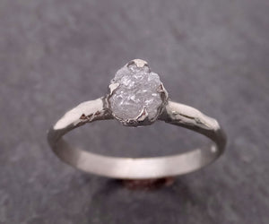 rough diamond engagement ring raw 14k white gold ring wedding diamond solitaire rough diamond ring byangeline 2117 Alternative Engagement