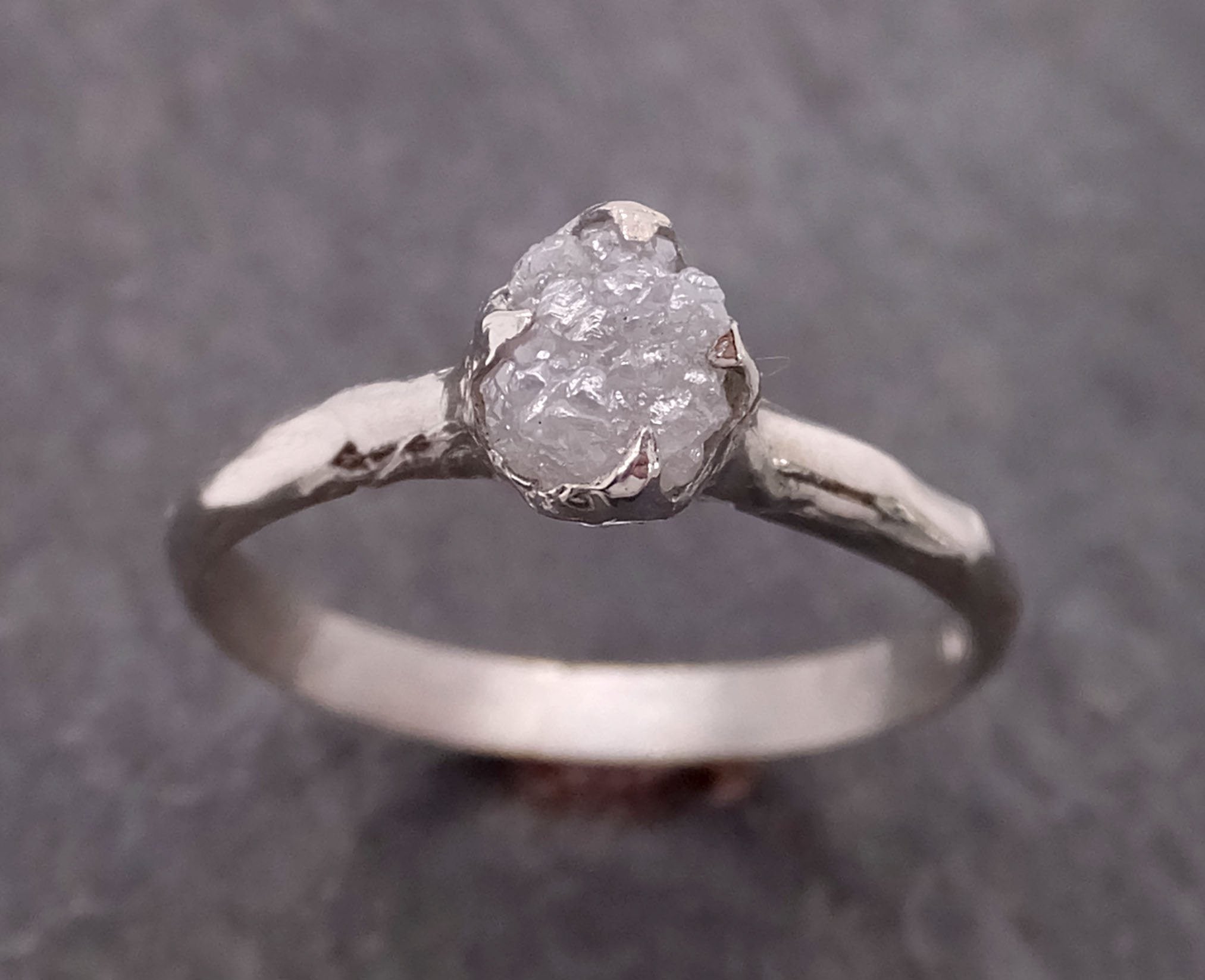 rough diamond engagement ring raw 14k white gold ring wedding diamond solitaire rough diamond ring byangeline 2117 Alternative Engagement