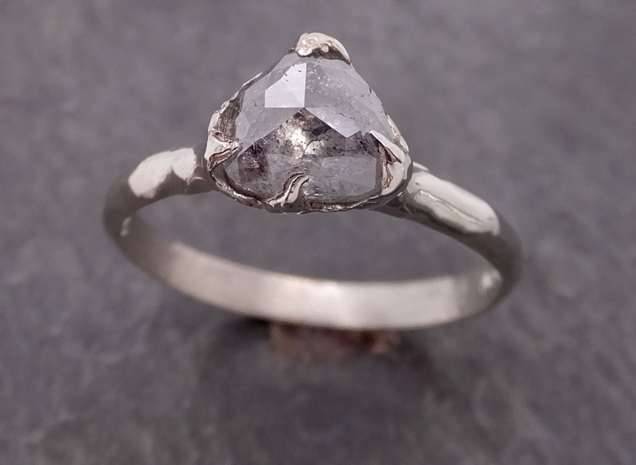 fancy cut salt and pepper diamond solitaire engagement 14k white gold wedding ring diamond ring byangeline 2118 Alternative Engagement