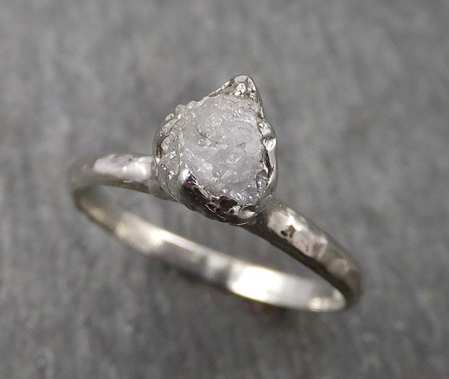 rough diamond engagement ring raw 14k white gold ring wedding diamond solitaire rough diamond ring byangeline 1769 Alternative Engagement