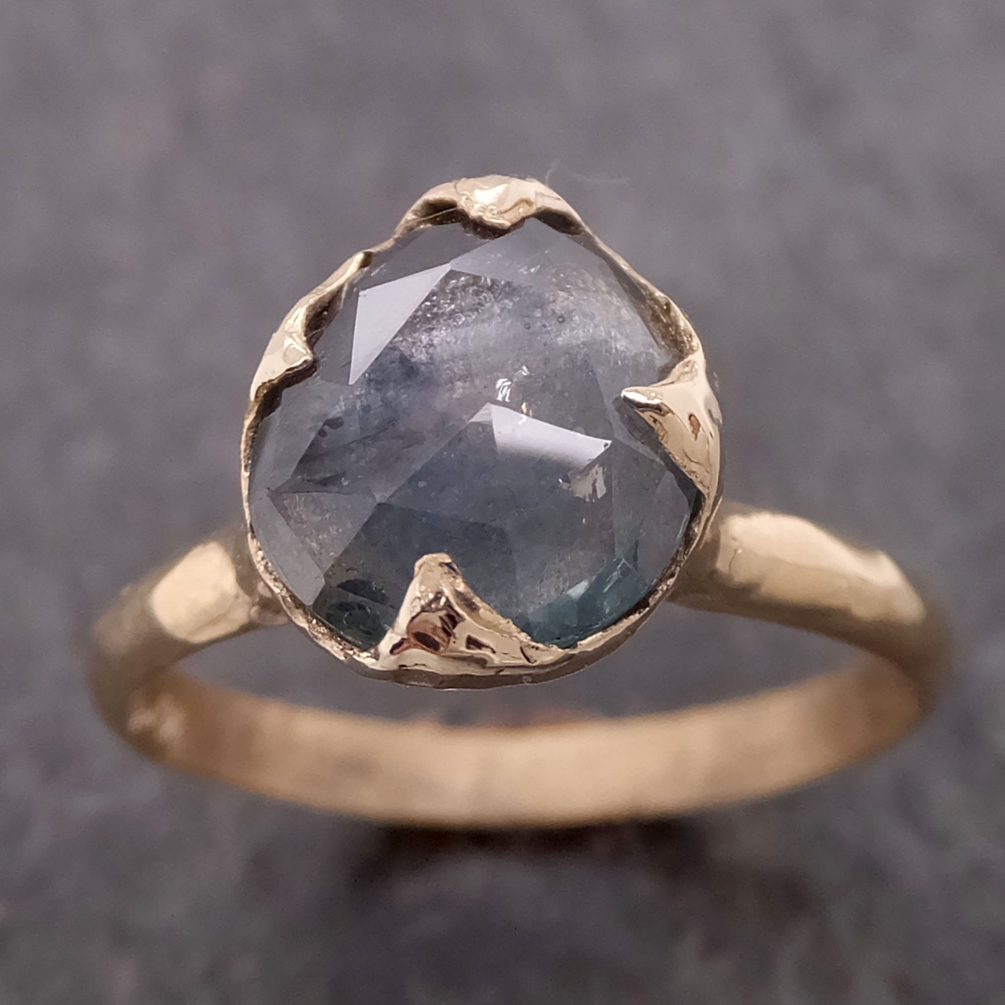 fancy cut montana blue sapphire 14k yellow gold solitaire ring gold gemstone engagement ring 2121 Alternative Engagement