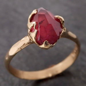 partially faceted ruby red sapphire solitaire 14k yellow gold engagement ring wedding ring custom one of a kind gemstone ring 2122 Alternative Engagement