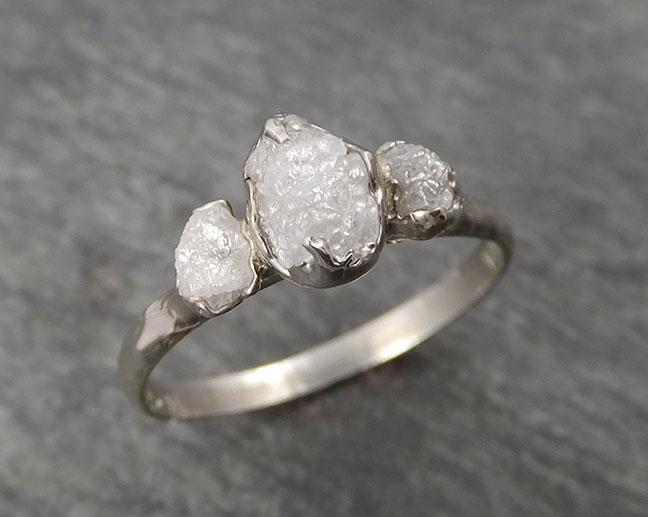 raw rough diamond engagement stacking ring multi stone wedding anniversary white gold 14k rustic byangeline 1770 Alternative Engagement