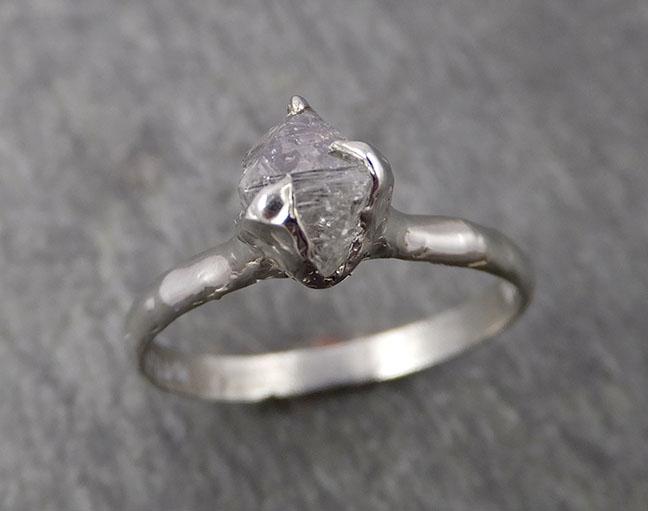 natural rough uncut octahedral salt and pepper diamond solitaire engagement 14k white gold wedding ring byangeline 1774 Alternative Engagement