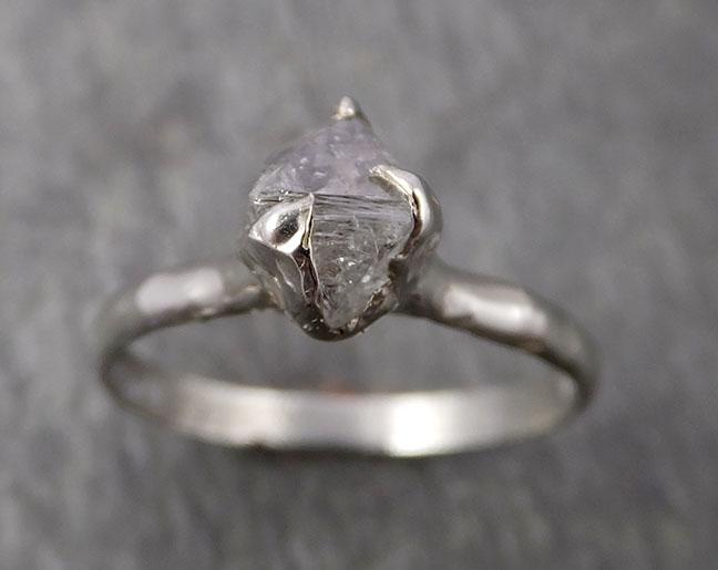 natural rough uncut octahedral salt and pepper diamond solitaire engagement 14k white gold wedding ring byangeline 1774 Alternative Engagement