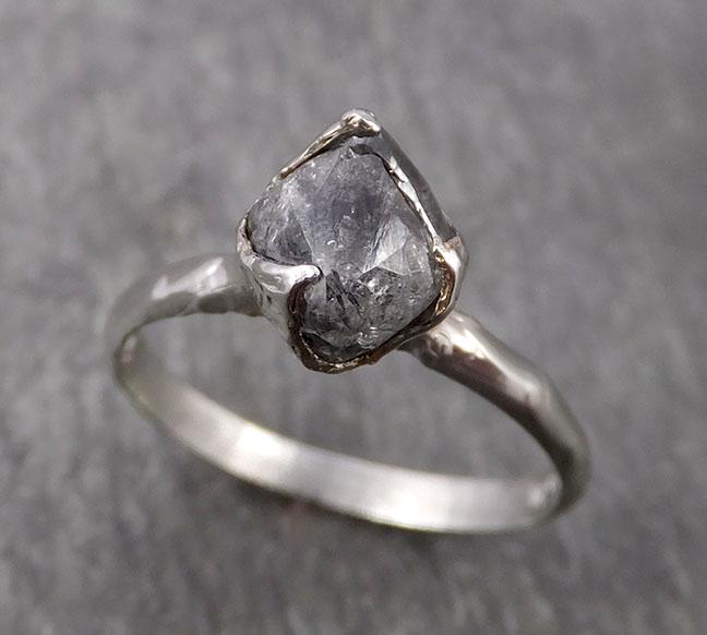 natural rough uncut octahedral salt and pepper diamond solitaire engag ...