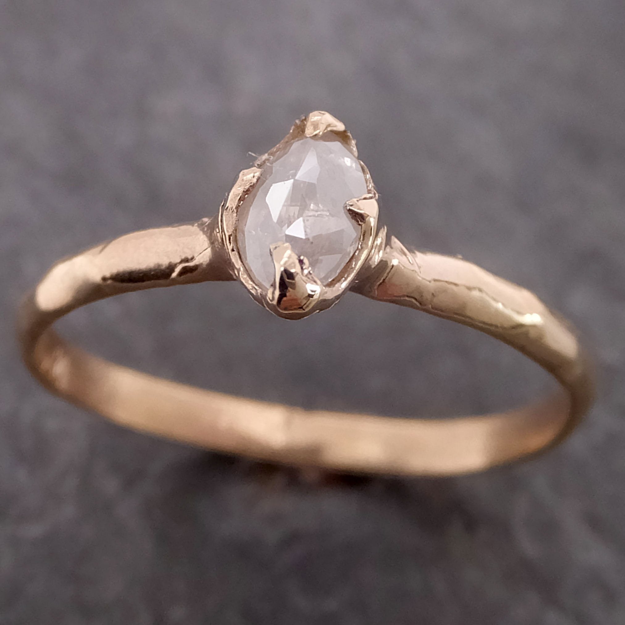 Fancy cut white Diamond Solitaire Engagement 14k yellow Gold Wedding Ring byAngeline 2125