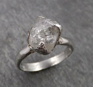 natural rough uncut octahedral salt and pepper diamond solitaire engagement 14k white gold wedding ring byangeline 1777 Alternative Engagement