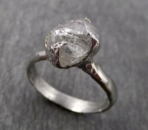 natural rough uncut octahedral salt and pepper diamond solitaire engagement 14k white gold wedding ring byangeline 1777 Alternative Engagement