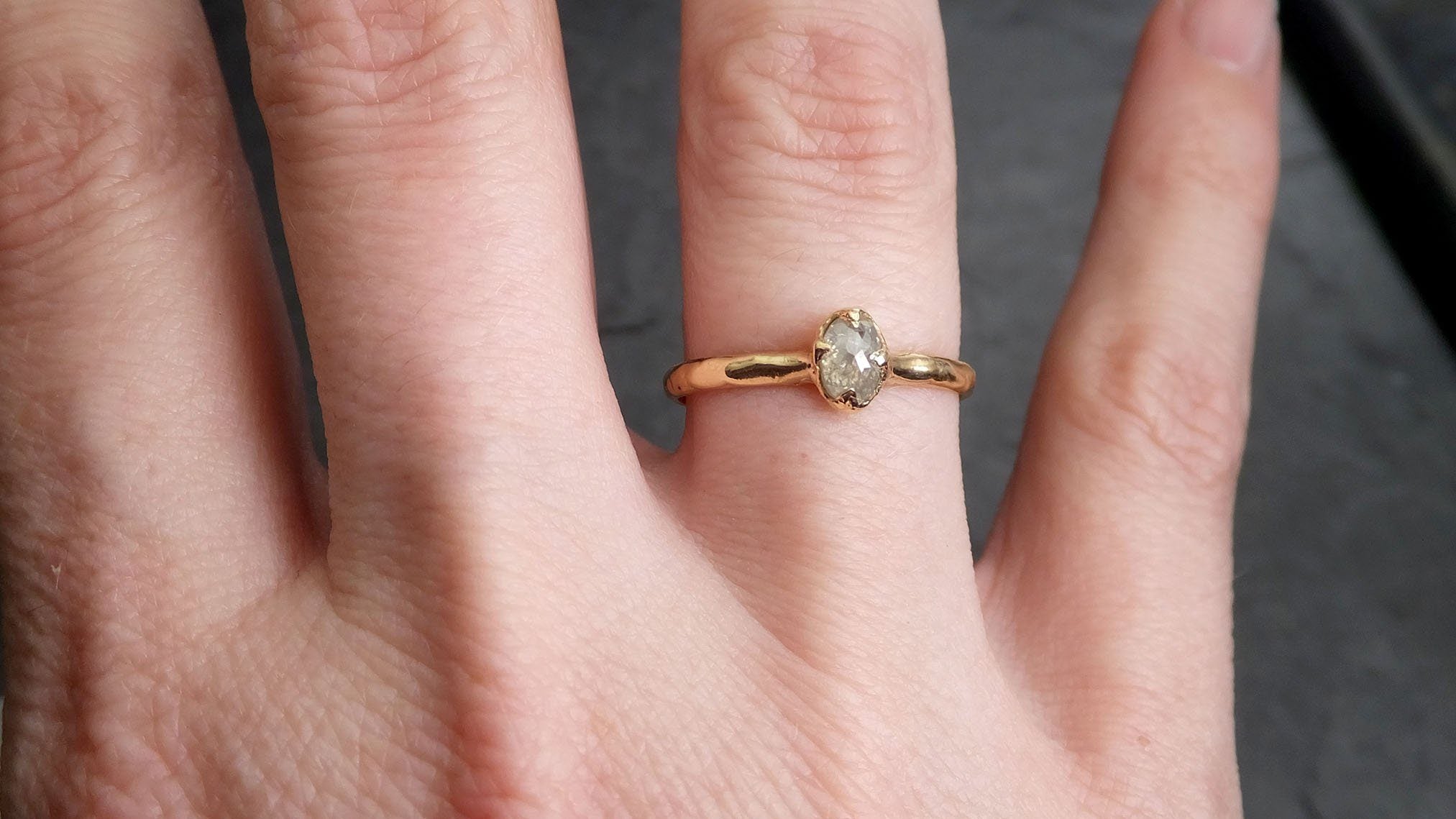 Fancy cut white Diamond Solitaire Engagement 14k yellow Gold Wedding Ring byAngeline 2124