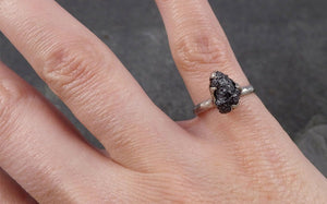 raw black diamond solitaire engagement ring rough white 14k gold wedding diamond wedding rough diamond ring 1773 Alternative Engagement