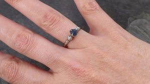 raw montana sapphire diamond white gold engagement ring wedding ring custom one of a kind gemstone multi stone ring c1772 Alternative Engagement