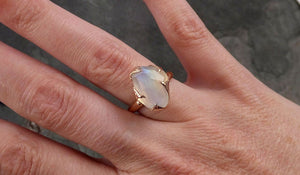 partially faceted moonstone 14k rose gold ring gemstone solitaire recycled statement 1779 Alternative Engagement