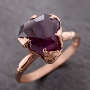Partially Faceted Sapphire 14k rose Gold statement Cocktail Ring Custom One Of a Kind Gemstone Ring Solitaire 2129